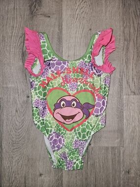 Nickelodeon Girls Ninja Turtle Heart One-Piece Swimsuit